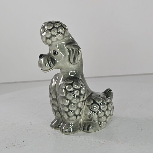Vintage Goebel Germany Ceramic Poodle Figurine Gray Glossy Collectible Dog - Picture 3 of 8